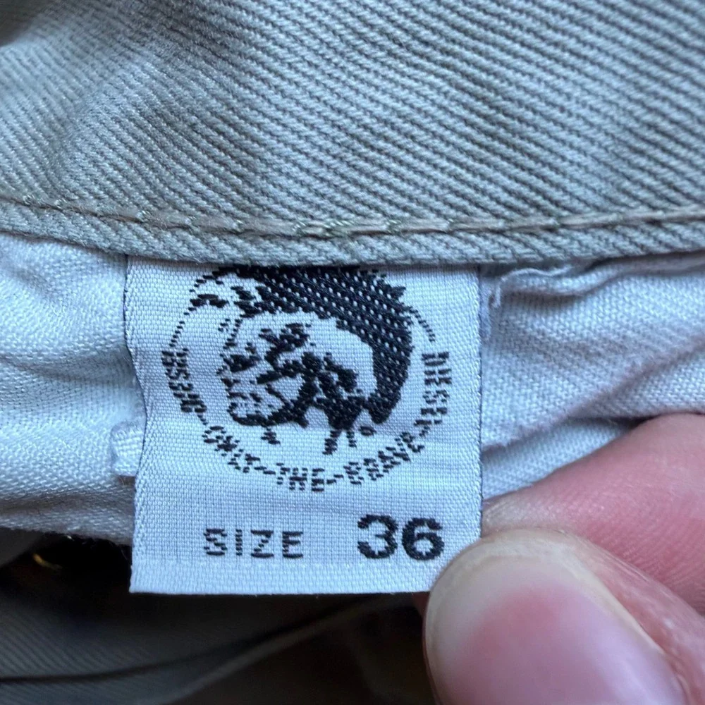 Vintage Diesel Jeans Men 34x29 Light Gray Straight Leg Button Fly Pants (Tag 36) - Picture 8 of 14